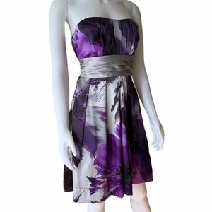 Teeze Me Strapless Purple and Grey formal dress